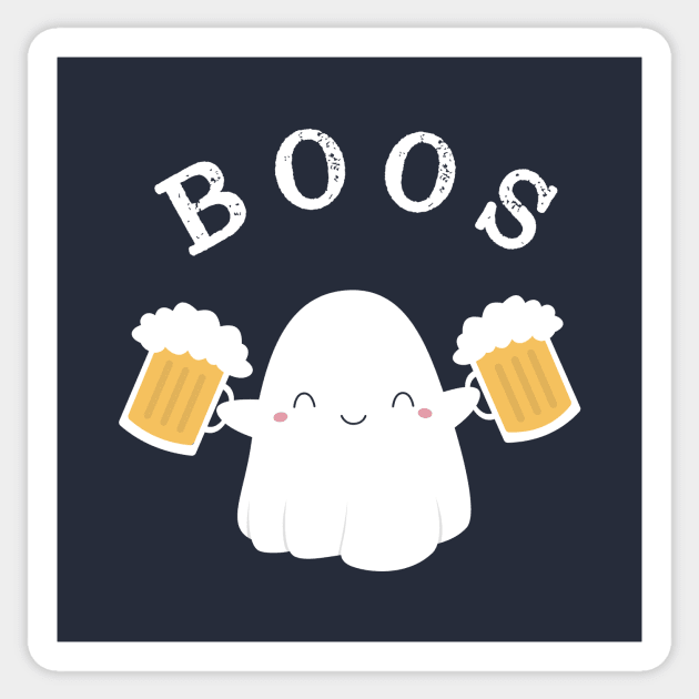 Funny Halloween Boos Beer Pun T-Shirt Sticker by happinessinatee